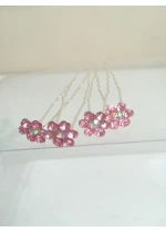 Фуркети за коса с кристали цвят розово Pink Blossom